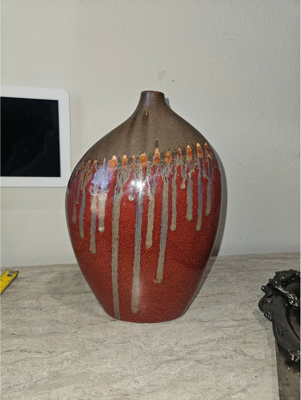 Handcrafted Ceramic Table Vase with Drip Glaze Design